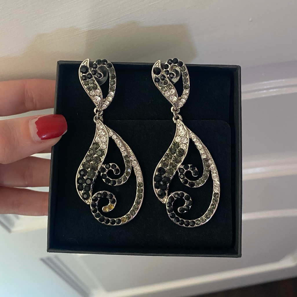 Black And Silver Swirl Jim Ball Earrings
